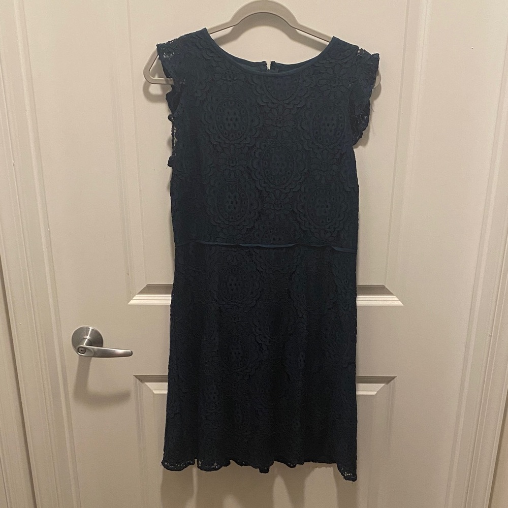 LOFT Dark Teal Lace Midi Dress